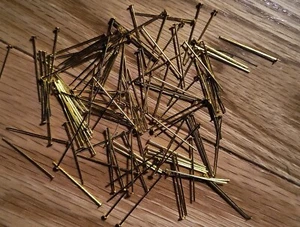 100 Nail Art Solid Brass 25mm Brad Pin Hobby Home Craft Repair Approx. 1" MJI - Picture 1 of 4