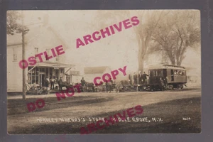 Middle Grove NY RPPC c1910 TROLLEY Streetcar GENERAL STORE nr Saratoga Springs - Picture 1 of 4