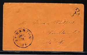 STAMPLESS COVER - SCRANTON PA TO HAMILTON NEW YORK - CLEAR CANCEL - Picture 1 of 2