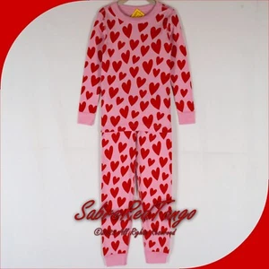 NWT HANNA ANDERSSON ORGANIC LONG JOHNS PAJAMAS PLAYFUL HEARTS PINK LILAC 160 14 - Picture 1 of 4