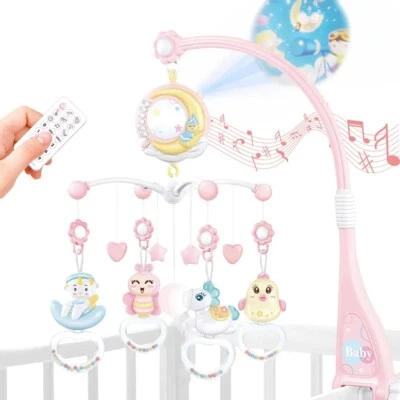 MARKENLOS Baby Mobile für Kinderbett Krippe mit Licht und Musik Xmas Geschenk Rosa DE