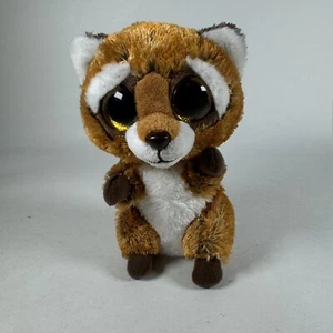 Ty Beanie Boos Plush Rusty Raccoon 6" 2018 Brown Glitter Eyes Stuffed Animal - Picture 1 of 10