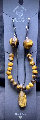 Juego de pendientes pulsera ojo de tigre Foto 1 de 4