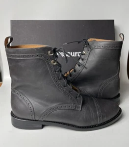 SUMISSURA Women Sz 38 Grey Leather Lace Up Brogue Cap Toe Ankle Boots Spain Read - Picture 1 of 15