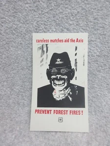 WW2  ANTI AXIS Promo HANDOUT FLYER  Careless Matches Aid the AXIS  Postcard Size - Picture 1 of 2