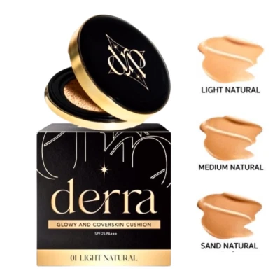 Derra Cushion Cover Skin Makeup SPF25 PA+++ Glowy Light Face Oil Control 10g - Image 1 of 4