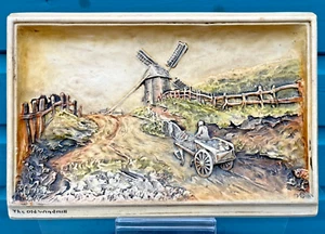 OSBORNE IVOREX Plaque - The Old Windmill - Antique - Made in England, 9.25” x 6" - Picture 1 of 7