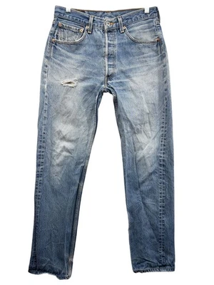 Levi's 501XX Jeans Mens 32x36 Blue Denim Button Fly Straight Leg Distressed - Image 1 of 4