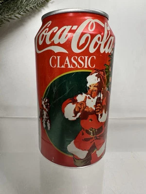 Coca Cola Classic 1995 edición navideña lata de refresco de Papá Noel coleccionista vacía abierta Foto 1 de 4