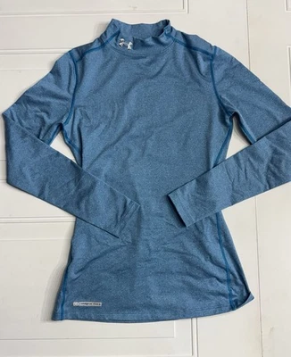 Under Armour Womens ColdGear Shirt Top Mock Base Layer Green Teal Fitted Sz M - Image 1 of 4