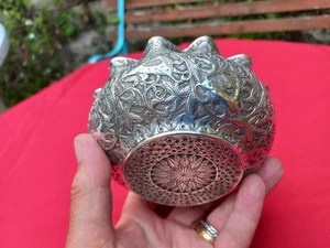 PRICE DROP Beautifully decorated antique Indian white metal bowl 200 grams - Picture 1 of 17