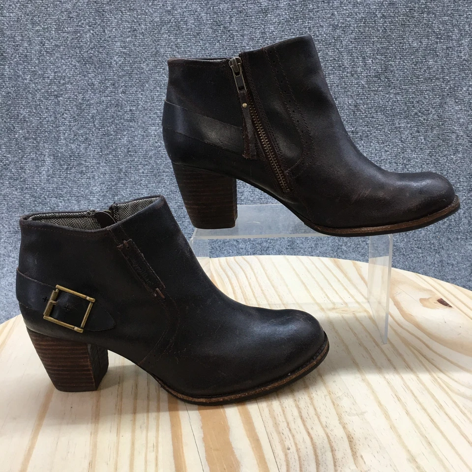 CAT Caterpillar Boots Womens 8.5 Annette Side Zip Ankle Bootie Brown Leather - Image 1 of 4
