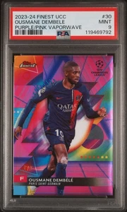 2023-24 TOPPS FINEST UEFA OUSMANE DEMBELE PURPLE/PINK VAPORWARE  1/3 PSA 9 - Picture 1 of 3