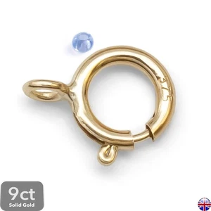 9ct Gold Bolt Ring Clasp 4mm 4.5mm 6mm Closed Ring for Bracelet Necklace - Picture 1 of 7