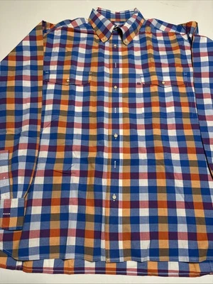 "Camisa Madison Creek Outfitters para hombre talla X L azul/naranja/rojo tendido a cuadros 31""" Foto 1 de 4