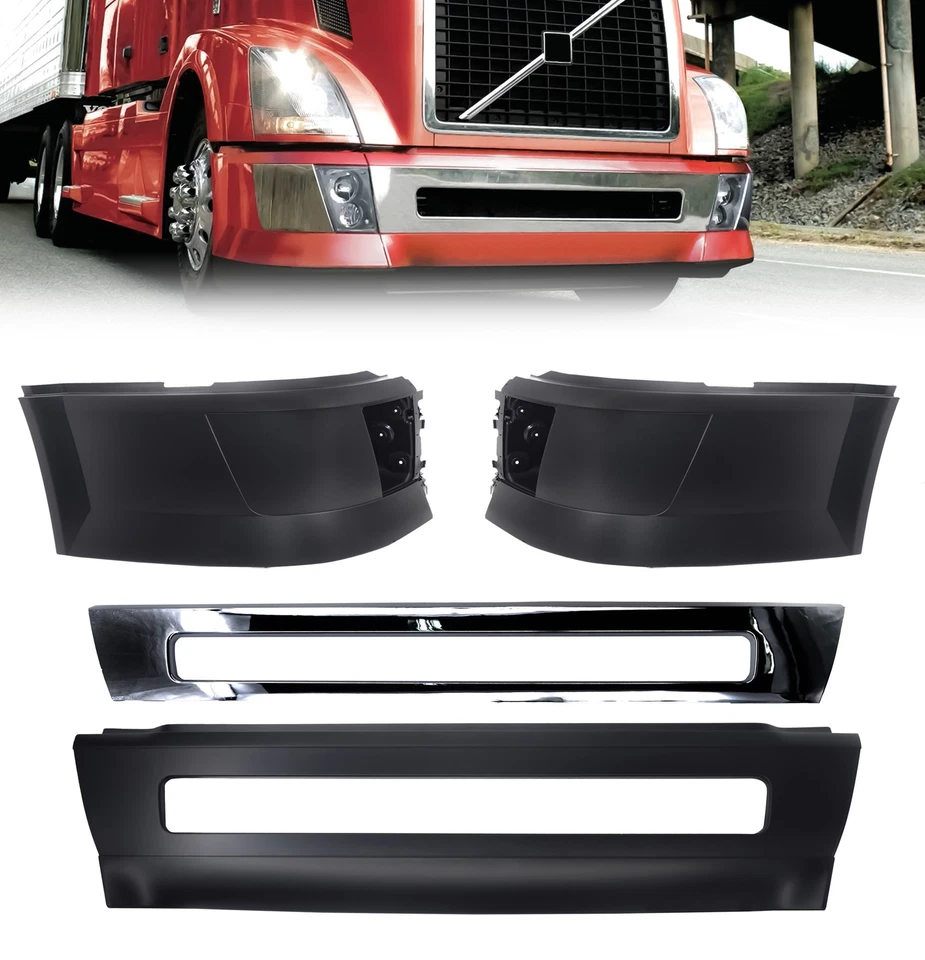Bumper Set Pair Left Right Center with Fog Light Hole for Volvo VNL 2004 - 2015 - Imagem 1 de 4