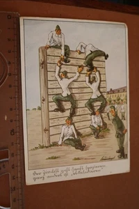 tolle alte Karte Karikaturen Soldaten an Kletterwand - 30-40er Jahre  - Picture 1 of 2