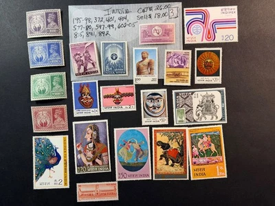 India # 195-98,372,401,403,404,577-80,597-99,602-05, ect MNH Scott Value $26.00 Foto 1 de 4