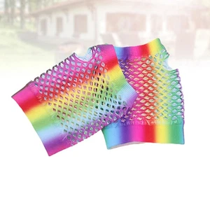 1 Pair Colorful Short Fishing Net Glove Mesh Gloves for Women Men (Colorful) - Picture 1 of 8