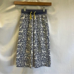 Mini Boden Blue Pant White Woodland Deer Rabbit Forest Animals Size 5 Drawstring - Picture 1 of 7