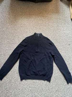 Suéter Brooks Brothers Lana Merino Azul Marino Cuarto Cremallera Tejido Para Hombre Grande. Foto 1 de 4