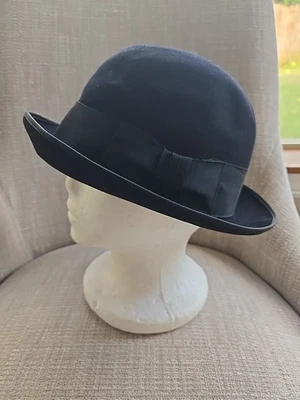  1950s RARE John B. Stetson Royal Stetson Black Fedora Long Oval 7 Genuine Fur  - Image 1 of 4