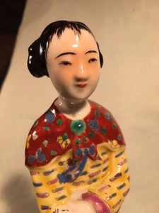 Antique Famille Rose Chinese Republic Period Girl Statue Figurine Big 10” Signed - Picture 1 of 8