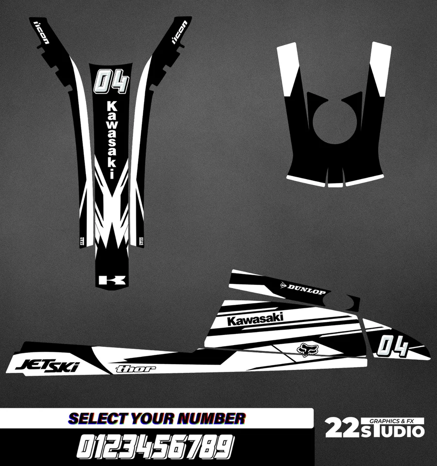 Kawasaki jet ski 440 550 SX decal graphics sticker wrap full kit 1982-1995 - Image 1 of 1