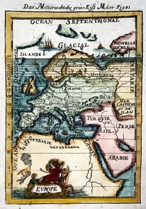 1719 Europe and North Africa, Mallet, hand coloured map - Picture 1 of 2