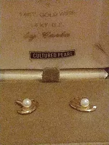 CARLA 14K GF Cultured Pearl Shell Earrings - Picture 1 of 7
