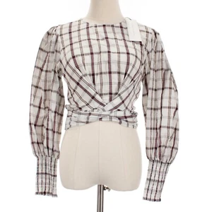 Veronica Beard NWT Nyla Long Sleeve Top Size 2 in White/Multicolor Check Plaid - Picture 1 of 9
