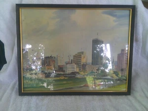 Vintage rare Richard Lewis print, watercolor, Art Deco Framed 14" x 11" - Bild 1 von 7