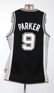 Camiseta deportiva cosida negra mediana Adidas para niños jóvenes Tony Parker #9 de los San Antonio Spurs de la NBA - Imagen 1 de 4