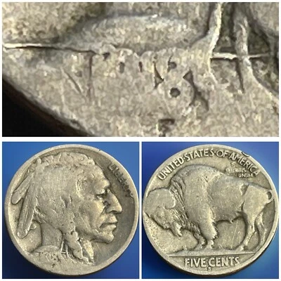 WOW! 1918-S Buffalo Nickel Mint Error. AWESOME Die Break Across Date! #18S05 - Image 1 of 4