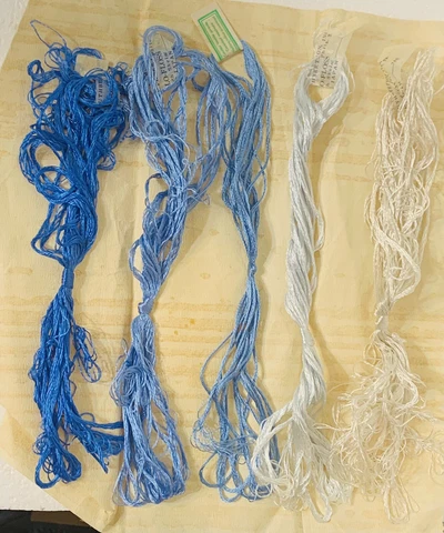5 Skeins Antique FILO FLOSS Silk Embroidery Floss -Shades of Blue /White ~ JAPAN Cover