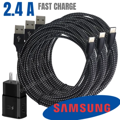 3Pack Type C Fast Charge Cable 10Ft USB C Charger For Samsung Galaxy S8 S9 S10 - Image 1 of 4