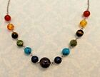 Delicate Rainbow Gemstone Necklace, Silver Chain Kizzy Jewellery Galaxy Handmade