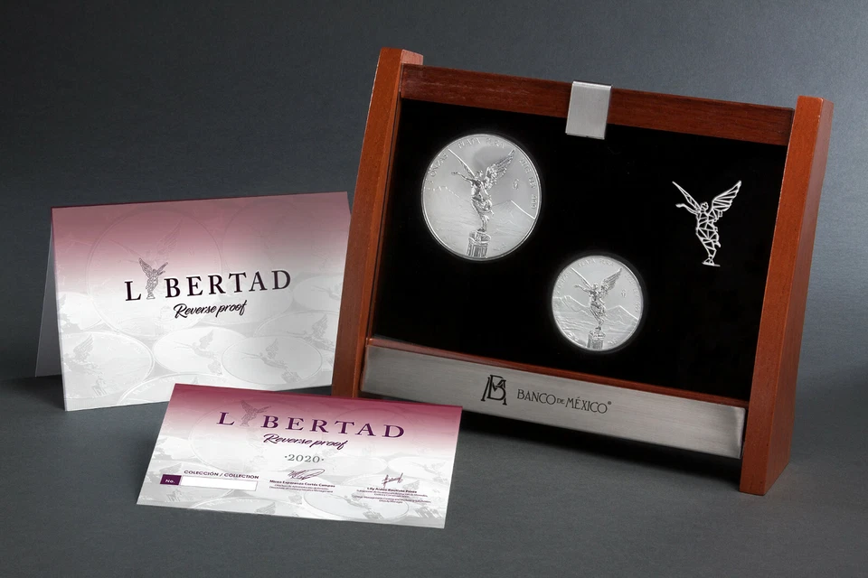 2 Oncia + 5 OZ Argento Reverse Proof Liberta' Set - Dea Della Vittoria Messico - Immagine 1 di 1