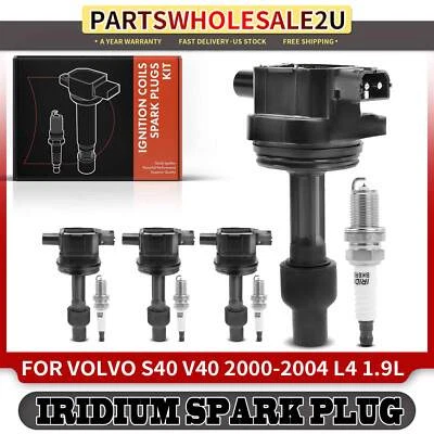 4x Bobina de encendido + 4x Kit de bujías de iridio para Volvo S40 V40 2000-2004 L4 1,9L Foto 1 de 4