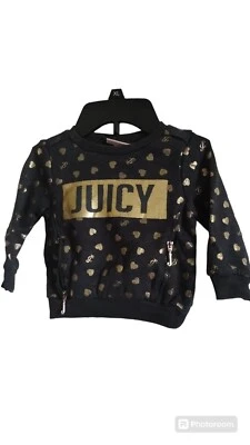 Infant Juicy Couture Sweatshirt, Gold and black, gold hearts and J logo - Image 1 of 4