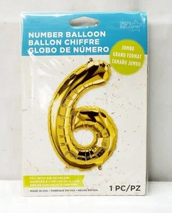 Lot of 10 Gold Jumbo Foil Nylon Balloon 34" Number 6 Party Decoration - Picture 1 of 3