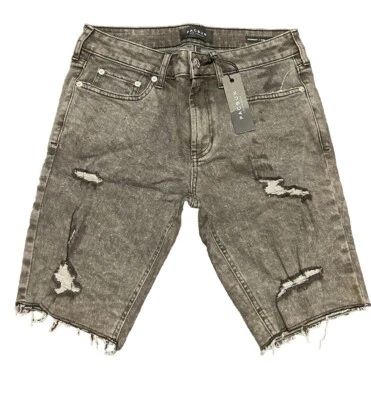 PACSUN CLOUDED BLACK MEN FACTORY DISTRESSED DENIM JEANS SLIM FIT SHORTS NEW - Image 1 of 2