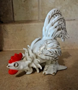 Estatuilla de porcelana de gallo de 3,5" de alto dorado en gran forma sin astillas ni grietas - Imagen 1 de 5