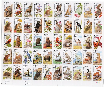 Scott #2335a (2286-2335) North American Wildlife Sheet of 50 Stamps - MNH - Image 1 of 2