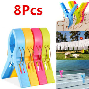 8Pcs Beach Towel Clips Plastic Quilt for Laundry Sunbed Lounger Clothes Pegs UK