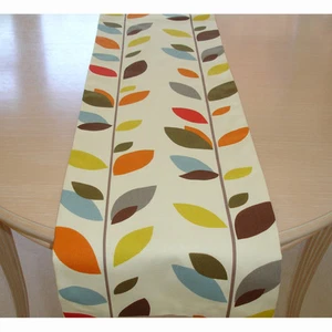 Table Runner 60" Orange Red Green Brown Blue Grey Stem Leaves Leaf 150cm 5ft - Picture 1 of 3