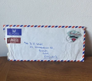 1972 Sierra Leone Airmail Cover to Kent England UK 4 Red Foil Eagles Backstamps - Picture 1 of 6