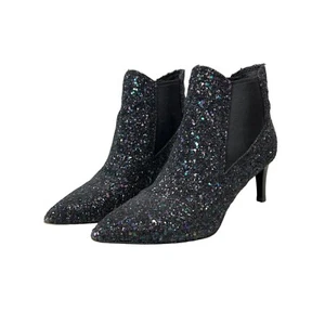 Ash Glitter Heeled Booties Women 36 Black Sparkle Pointed Toe Modern Party Chic - Picture 1 of 8