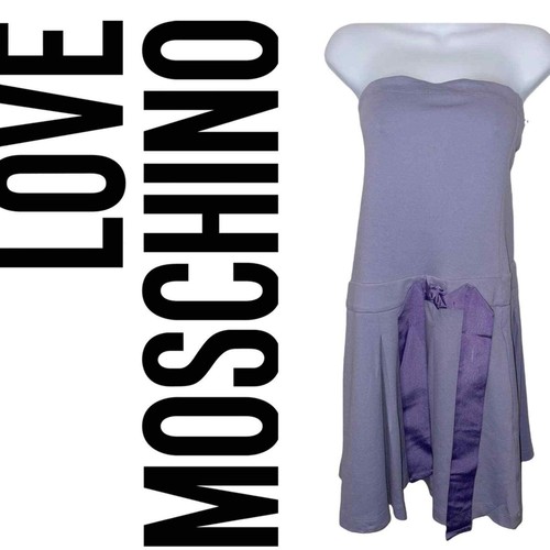 Mini abito senza spalline Love Moschino nuovo con etichette nastro lavanda taglia 10
