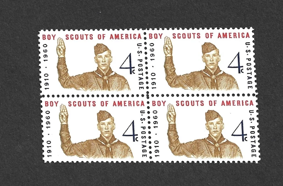 US STAMP 1145 BLOCK BOY SCOUTS SALUTE  4 CENT MINT NH OG FREE SHIP - Image 1 of 1